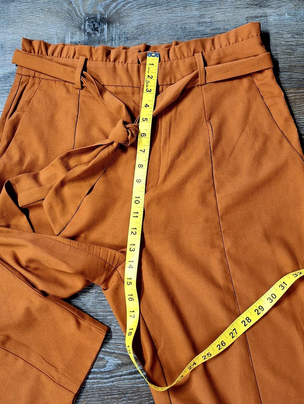 Lulus Burnt Orange Paper Bag Waist Pants, Size XL - Picture 9 of 10